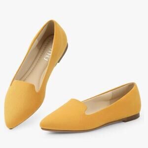 MUSSHOE Flats Women's Comfortable Slip on Flats - Mustard Yellow - Multiple Size